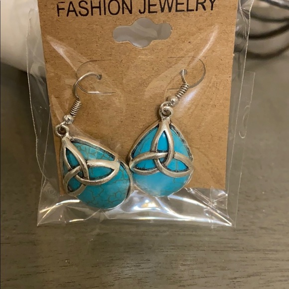 Turquoise Celtic Earrings - Picture 2 of 2
